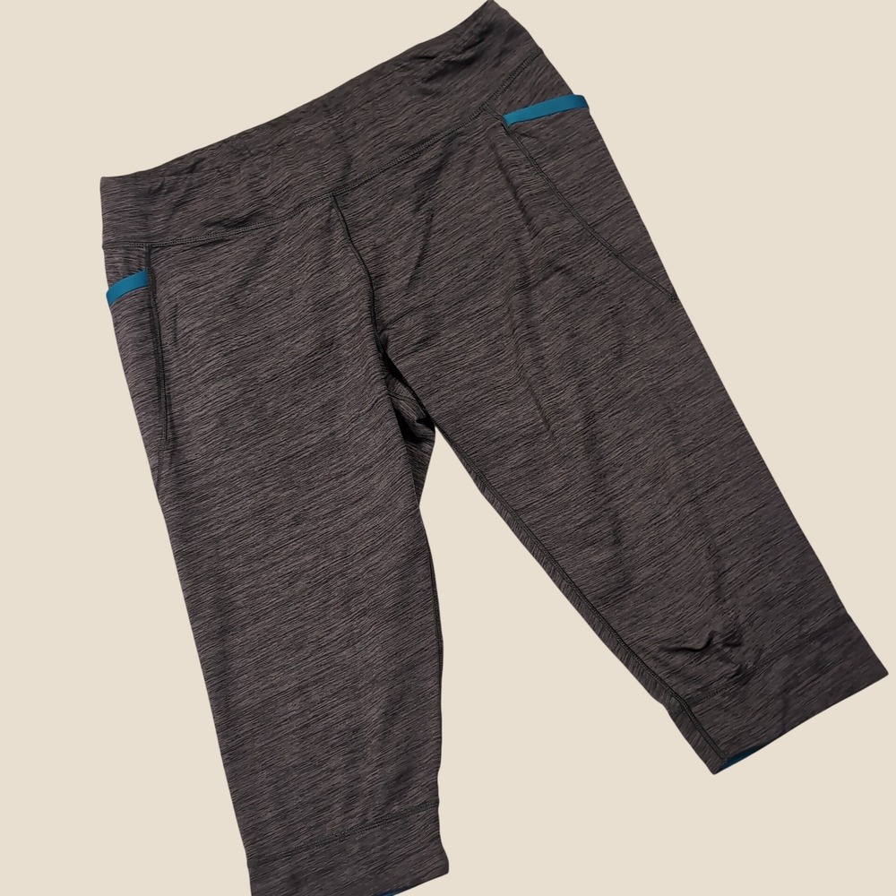 Patagonia Diversifly Capris Womens L Gray Space Dye Athletic Yoga Crop Leggings